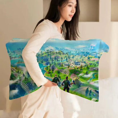 Cartoon Game F-FortniteS Made of Quick-drying polyester non-slip High-grade Pillow Towel Non-Slip Pillowcase Secured.