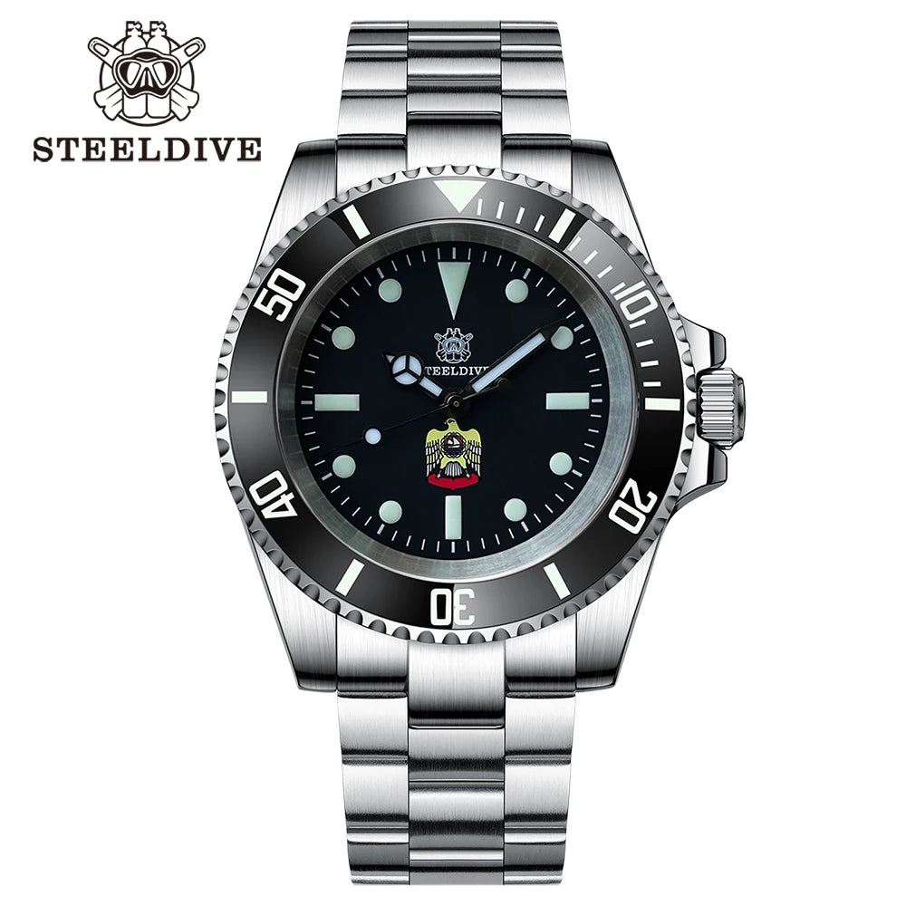 STEELDIVE SD1954 Black Dial 41MM Stainless Steel NH35 Automatic Movement What Ghost Men's 300M Dive Watch Sapphire Glass