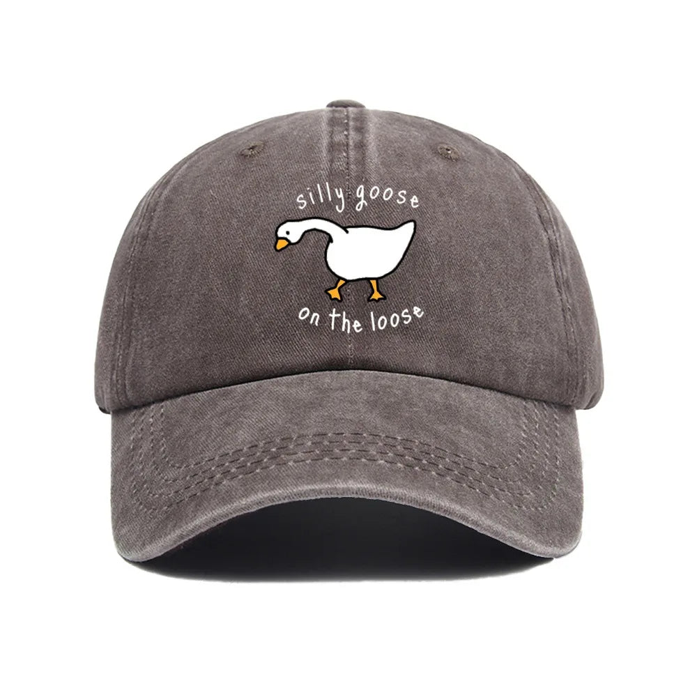 Big Goose Printed Baseball Hat for Men and Women, Small Fresh Soft Top Duck Tongue Hat, Sunshade Hat, Outdoor Sunscreen