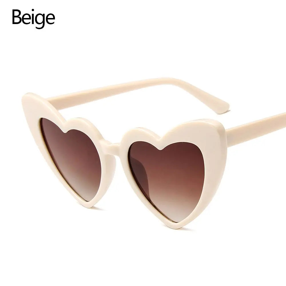 Ochelari de soare în formă de inimă, cu ramă metalică fără ramă, lentile degradate, ochelari de soare „Love Heart” pentru femei, protecție UV400