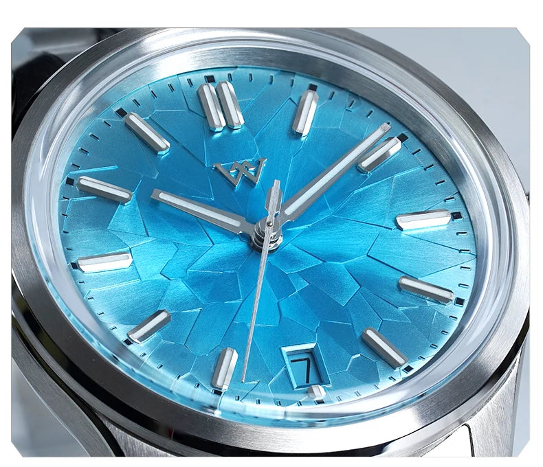 WM Watch Automatic Mechanical Watch NH35 Glacier Series 100M Waterproof AR Coated Sapphire Welly Merck Watch for Men WM226