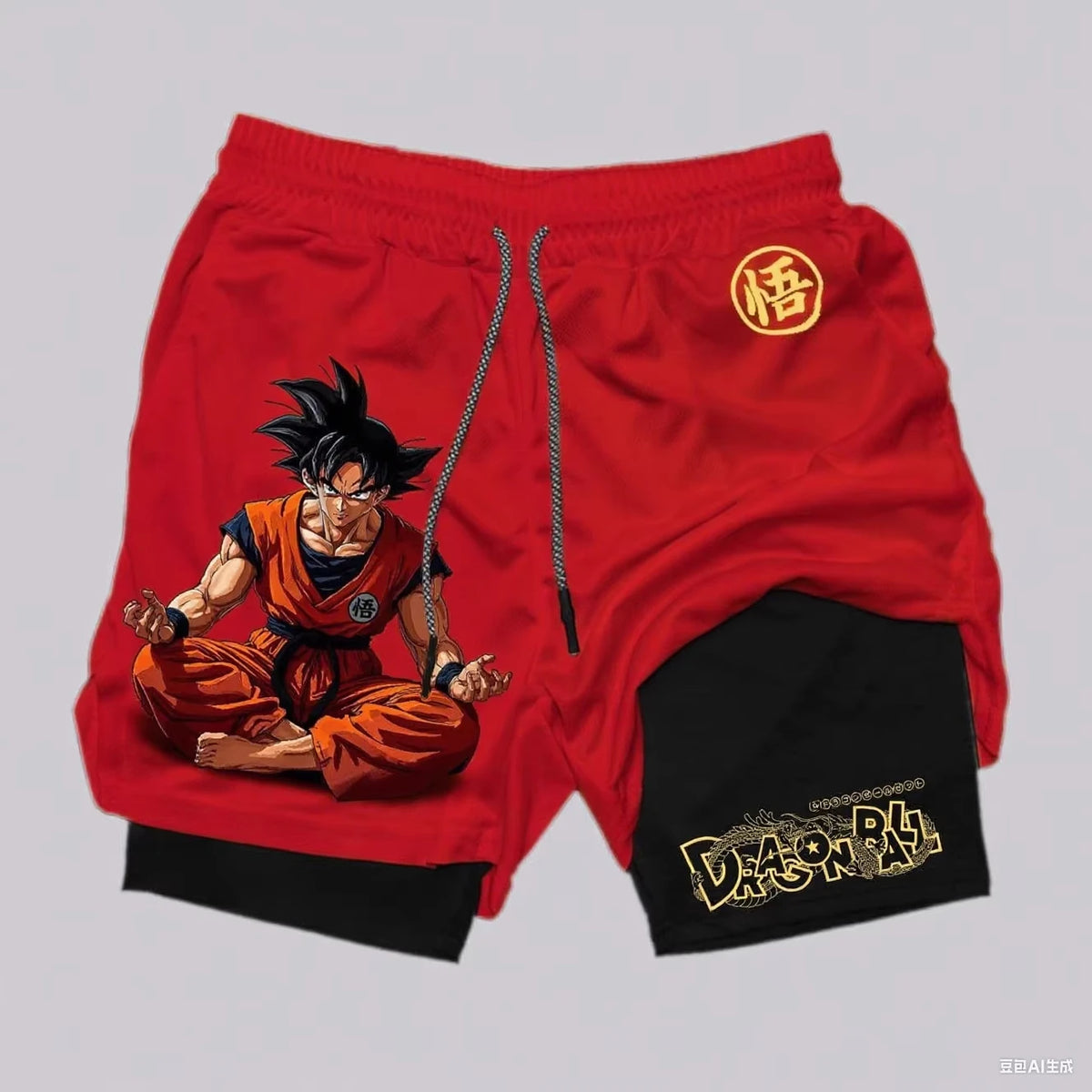 Pantalones cortos de gimnasio de verano de Dragon Ball con Goku, para hombre, de doble capa, 2-in-1 pantalones deportivos, nuevos pantalones de playa con estampado de dibujos animados japoneses de verano