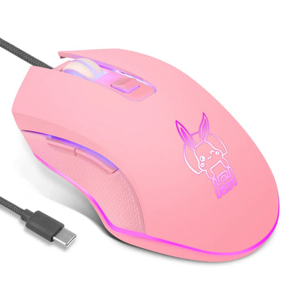 Färgstark lysande USB-C-mus med ljudavstängning för bärbar dator med Type-C – gamingmus
