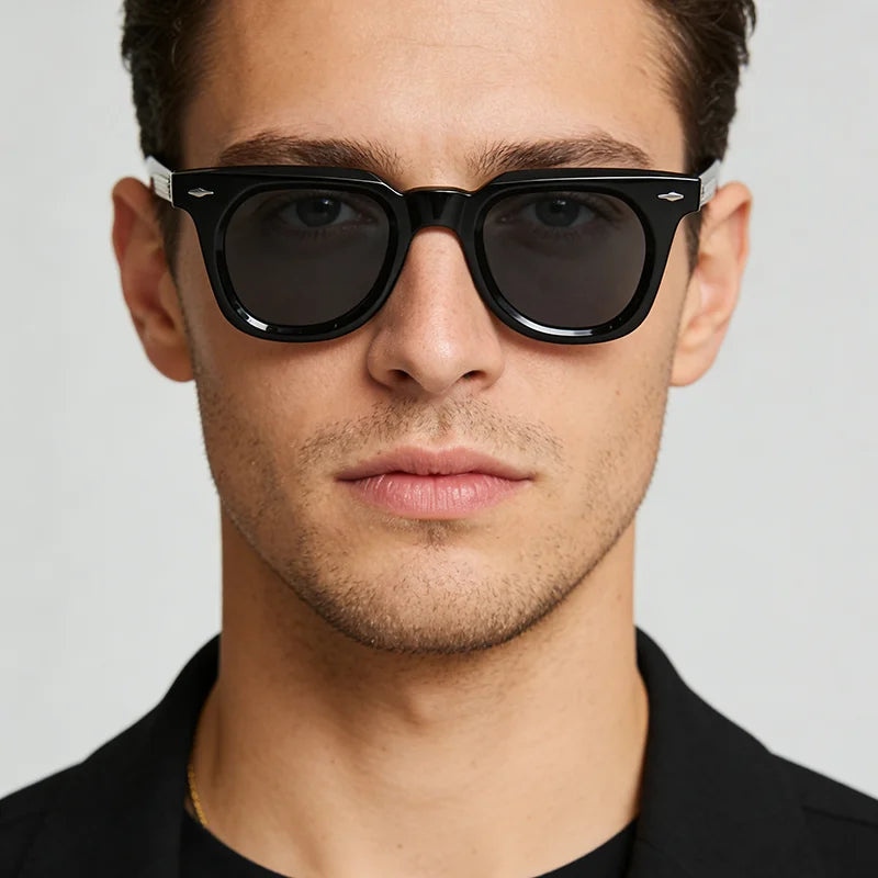 Luksusowa marka, designerskie, klasyczne okulary przeciwsłoneczne z acetatu w kolorze żółwiowym, męskie okulary w stylu retro, modne okulary męskie do noszenia na świeżym powietrzu, 148 mm