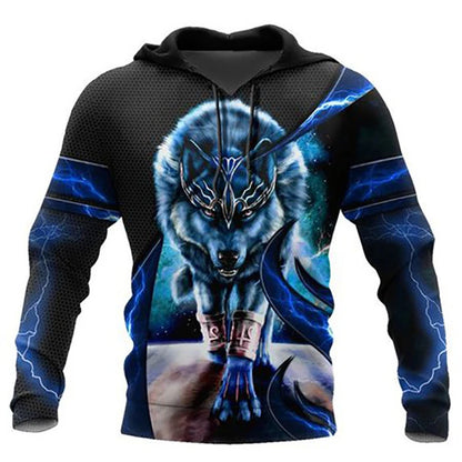 Moda primavera-otoño: sudaderas con capucha para hombre con estampado 3D de lobos por toda la prenda, sudaderas unisex, jerséis, chaquetas informales y abrigos de estilo urbano, talla 4XL