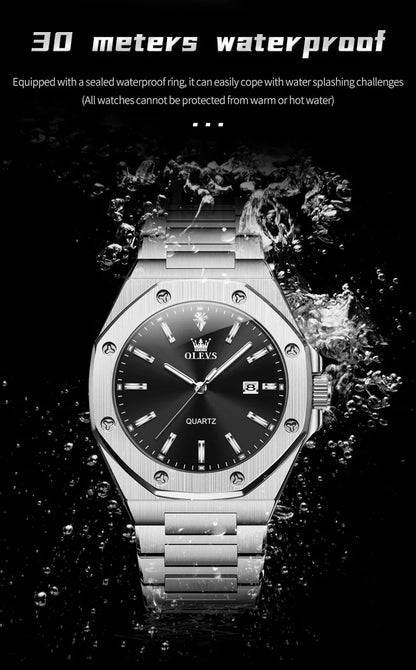 OLEVS Men's Watches Luxury Classic Fashion Fine Steel Original Brand Quartz Wristwatch for Man Waterproof Luminous Date reloj