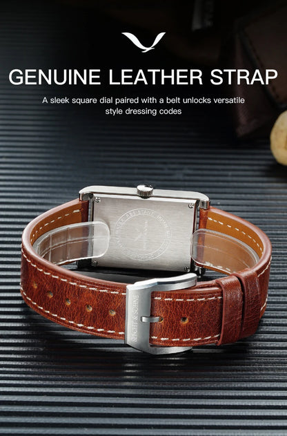 2025 New Fashion Specht & Söhne Square Watch Men's Watches Ultrathin Japan Movement Casual Men's Watch Black Color Men's Watch 26MM