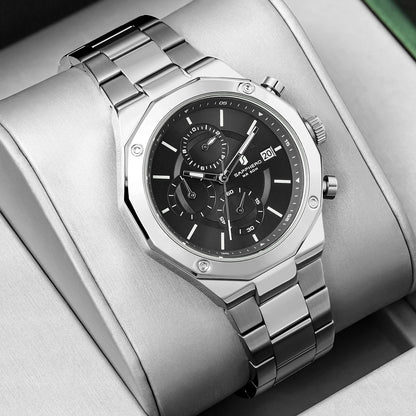 SAPPHERO Roségouden herenhorloge, modieus luxe horloge, roestvrijstalen horloge, waterdicht tot 50 m, herenhorloge, nieuwjaarscadeaus