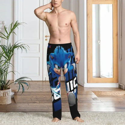 Pantalones de pijama personalizados para hombre con estampado «Soniced», con motivo de erizo, ropa de dormir, pantalones de estar por casa con bolsillos