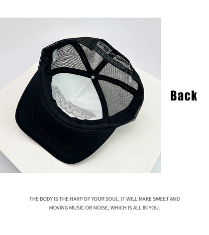Gorras de béisbol unisex con bloques de color, letras estampadas y bordadas, estilo hip hop, de malla transpirable, con visera para el sol, gorras de camionero urbanas y versátiles