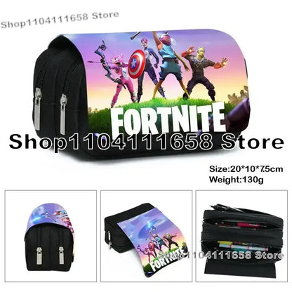 Fortnited Trousse Large Capacity Waterproof Velcro Pencil Case Student Black Estuche Stationery School Pennenzak Supplies