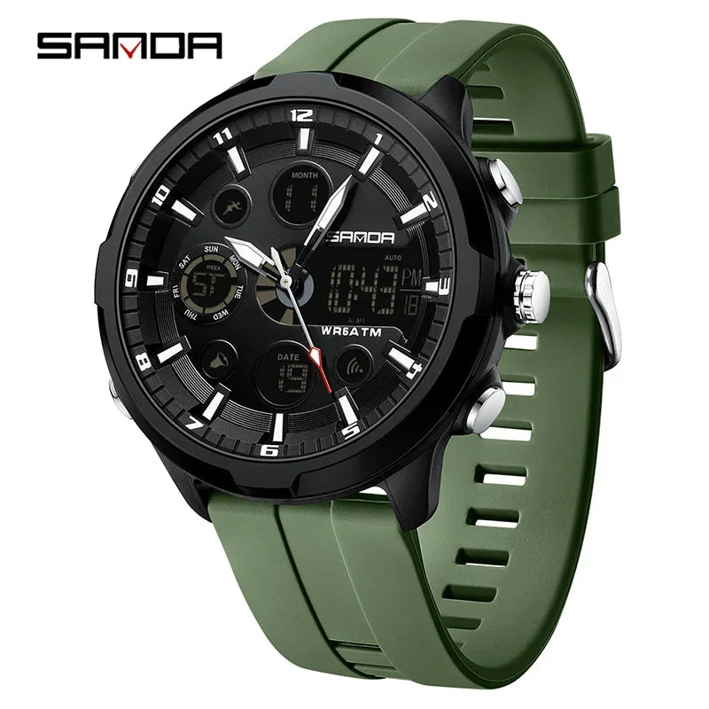 SANDA 9053 G Sportieve militaire herenhorloges Luxe digitaal horloge 50 m waterdicht quartz-polshorloge voor mannen Relogios Masculino