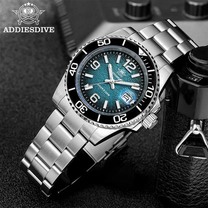 ADDIESDIVE 48mm Diver Watch Fashion Gradient Color Rotatable Bezel Quartz Watches Luminous 200m Waterproof Stainless Men's Watch