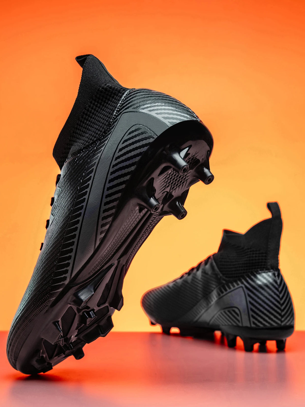 Chaussures de football pour adultes débutants AG FG, tige extensible en PU, coussin en TPU, crampons longs antidérapants, durables, pour entraînement sur gazon, niveau d'entrée