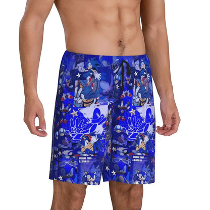 Pantalones cortos de pijama personalizados de Sonic the Hedgehog para hombre, para dormir y estar por casa