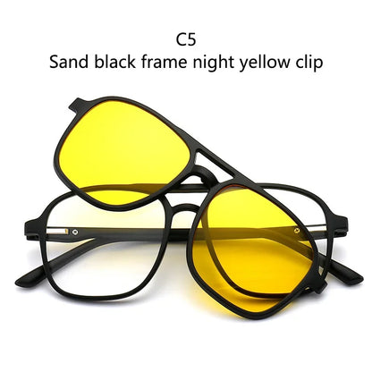 Ochelari de soare polarizați cu atracție magnetică oglindă, ochelari de ciclism 2 în 1 cu clemă, ochelari strălucitori pentru bărbați, ochelari cu ramă dublă pentru femei