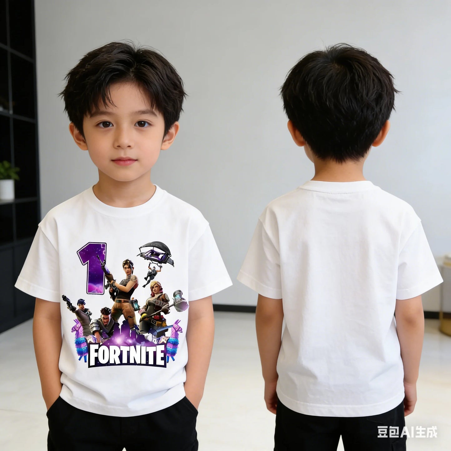 Dziecięca koszulka urodzinowa Fortnites z numerem dla dziewczynek i chłopców, letnia bawełniana koszulka dla niemowląt, imprezowy top z krótkim rękawem, prezent dla malucha