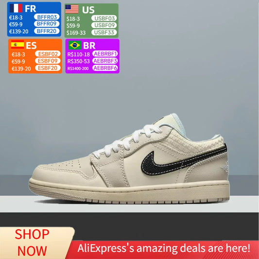Nike Air Jordan 1 Low unisex-koripallokengät, pehmustettu mukavuus ja kevyt tuki urheiluun ja vapaa-aikaan HQ3440-101