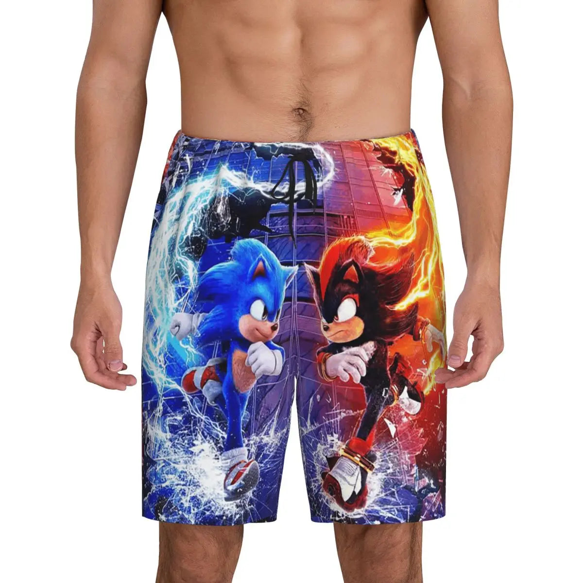 Pantalones cortos de pijama personalizados de Sonic the Hedgehog para hombre, para dormir y estar por casa