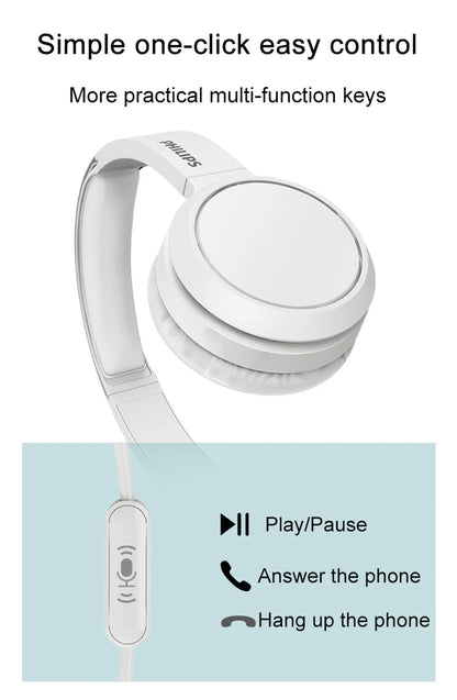 Philips TAH4105 langalliset kuulokkeet – HiFi-stereokuulokkeet, syvä basso ja HD-puhelutoiminto mikrofonilla, sopivat verkkokoulutukseen, toimistokäyttöön, pelaamiseen ja urheiluun