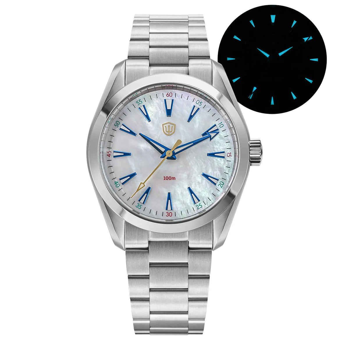 Watchdives WD0006 -kello, VH31-koneisto sujuvalla sekuntiviisarilla, kaareva safiirilasi, BGW9-heijastava pinnoite, vesitiivis 10 baariin asti, 38 mm, vintage-tyyli