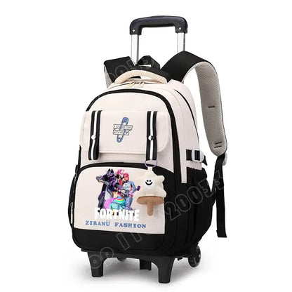 Fortnite Student Rolling Backpack Large Capacity Waterproof Lightweight Design Minimalist Laptop School Bag Casual Travel Bag