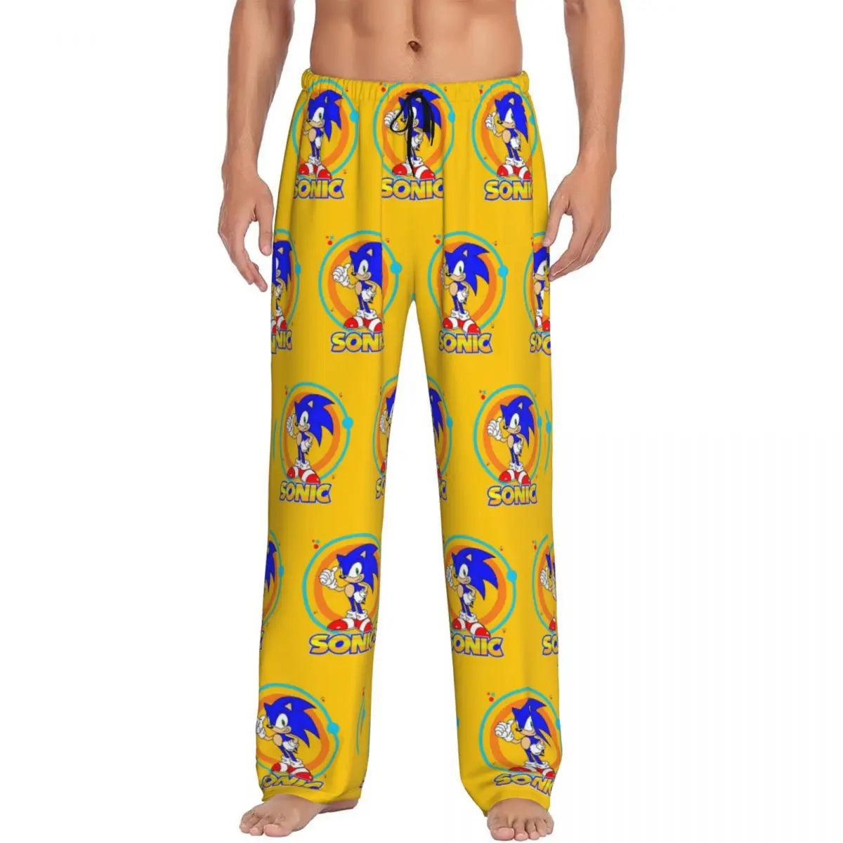 Pantalones de pijama personalizados para hombre con estampado «Soniced», con motivo de erizo, ropa de dormir, pantalones de estar por casa con bolsillos