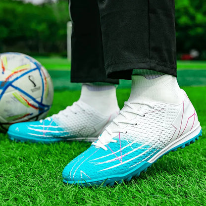 Nouvelles chaussures de Football professionnelles haut en cuir d'herbe artificielle jeunes étudiants chaussures de Football d'entraînement pour hommes et femmes sport