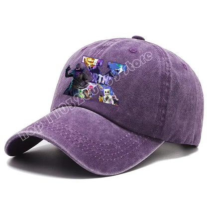 Fortnite A-Z Letter Adult Baseball Cap Men Women Adjustable Hat Washed Denim Retro Hip Hop Sun Hat Outdoor Sports Accessory Gift