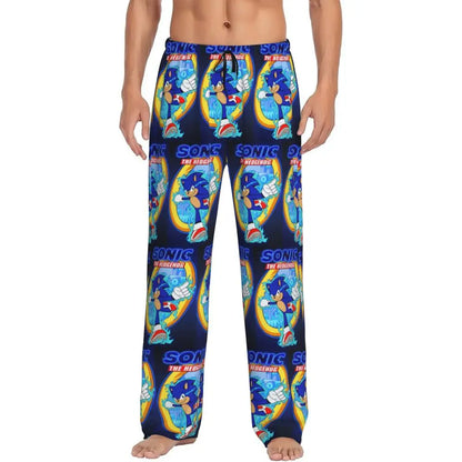 Pantalones de pijama personalizados para hombre con estampado «Soniced», con motivo de erizo, ropa de dormir, pantalones de estar por casa con bolsillos