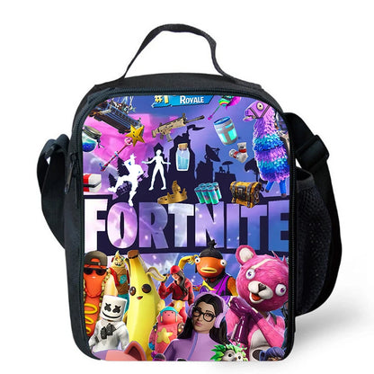 Cute Cartoon Lunch Bag Insulated Thermal Food Container Leakproof Reusable Fortnite Lunch Cooler Bag for Kids Student
