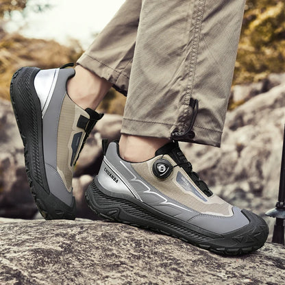 Rotary Buckle Men's Trekking Sneakers Outdoor Platform Hiking Shoes Comfortable Non-Slip Climbing Walking Shoes for Men