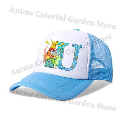 Anime Pokemons Parent-child Baseball Cap Pikachu Cartoon Letter Printed Flat Caps Men Women Kids Summer Breathable Hip Hop Hats
