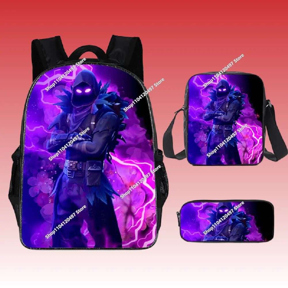 Fortnite Anime Character New Backpacks Cartoon Battle Royale Student 3-piece Set Book Bag Meal Box Pen Bag Anime Gifts