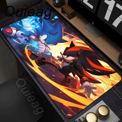 Anime Sonic The Hedgehog egérpad XXL íróasztali szőnyeg Lockrand játék kiegészítőkkel, HD nyomtatású egérpad, játék billentyűzet alátét, párnázott szőnyeg