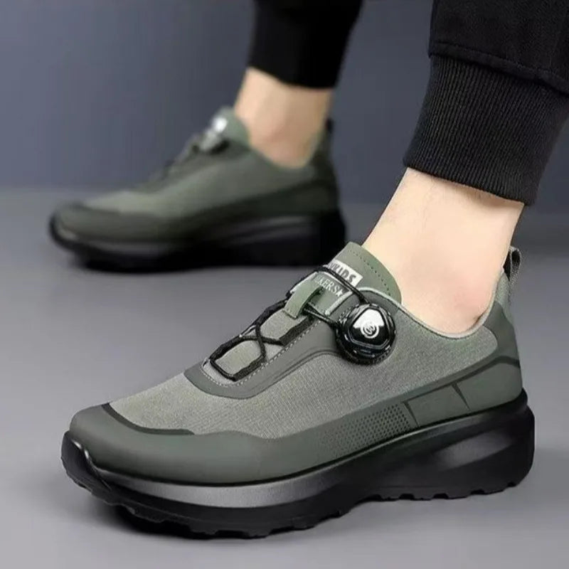Originální nové pánské tenisky s otočným knoflíkem, platformové ležérní boty na chůzi, outdoorové odolné běžecké sportovní boty Plus