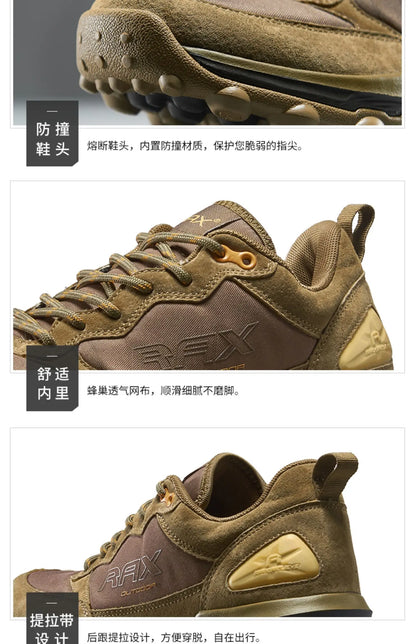 Rax Cowhide Hiking Shoes Men Outdoor Mountain Antiskid Climbing Sneakers Warm Lightweight Trekking Boots Sports Casual Shoes