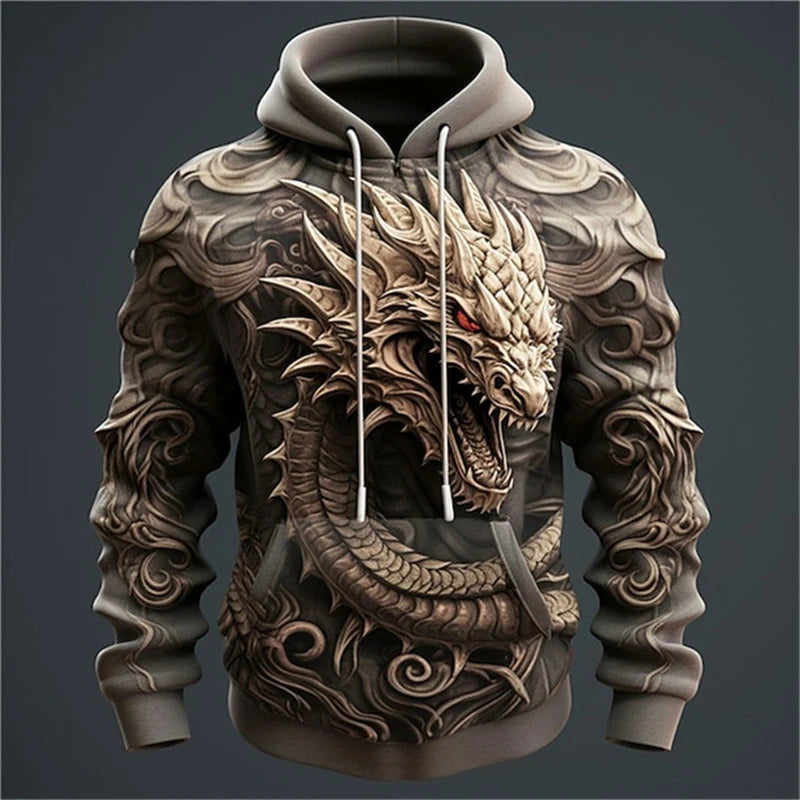 Sudadera con capucha para hombre con estampado de dragón chino. Prendas de moda con diseño 3D de dragón. Nueva sudadera de estilo hip hop y Harajuku. Jersey oversize.