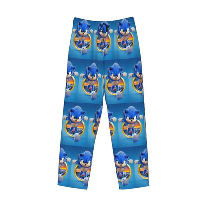 Pantalones de pijama personalizados para hombre con estampado «Soniced», con motivo de erizo, ropa de dormir, pantalones de estar por casa con bolsillos