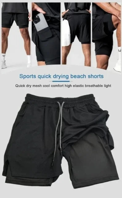 Pantalones cortos de gimnasio de verano de Dragon Ball con Goku, para hombre, de doble capa, 2-in-1 pantalones deportivos, nuevos pantalones de playa con estampado de dibujos animados japoneses de verano