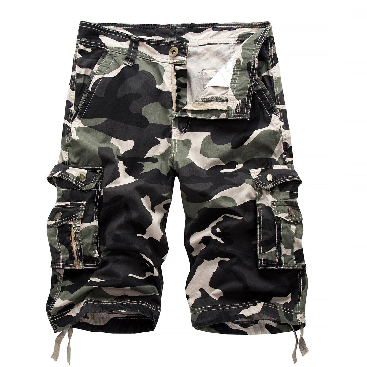 Pantalones de trabajo holgados de camuflaje para hombre, pantalones cortos de camuflaje militar de verano para hombre, pantalones de trabajo de camuflaje con múltiples bolsillos y de última moda