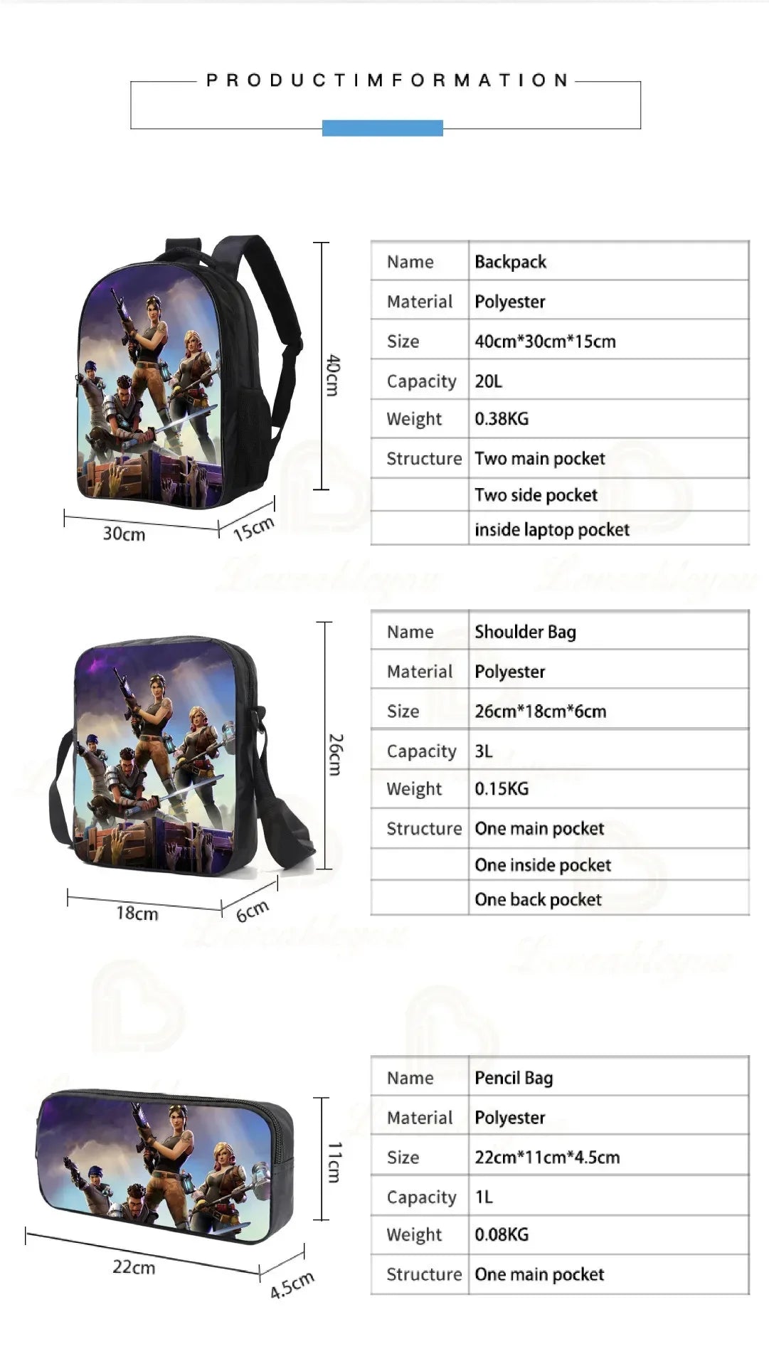 F-FORTNITE Battle Games Backpack for Children School Bag Boys Girls Primary Crossbody Pencil Case Kids Toddler Backpack