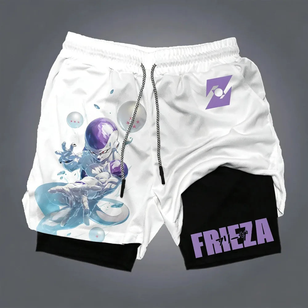 Pantalones cortos unisex de verano con estampado de anime de Dragon Ball Goku, estilo Harajuku, nuevos, holgados, deportivos, transpirables, de secado rápido y de doble capa