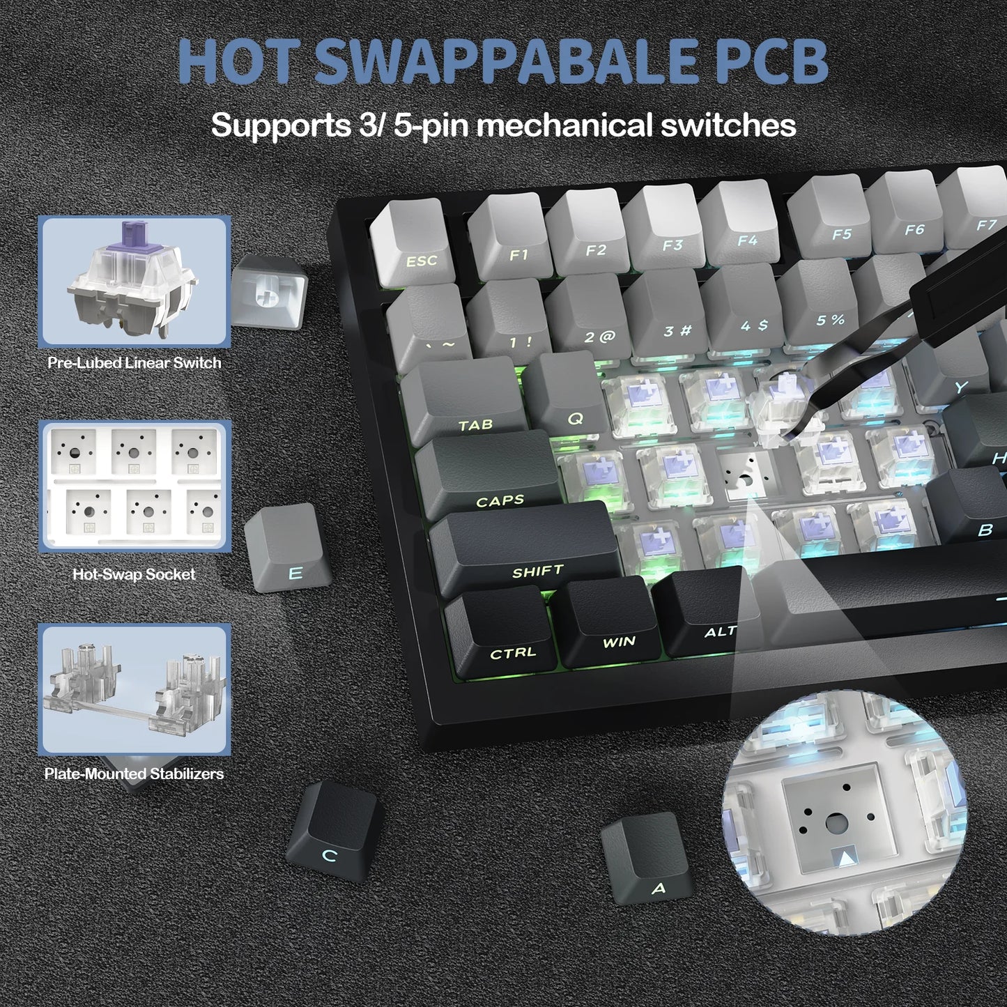 ATTACK SHARK X820 Ultra Gasket Mechanical Keyboard with TFT Screen & Knob, 75% ANSI Layout, Tri-mode, 5 Sound Absorbing Foams