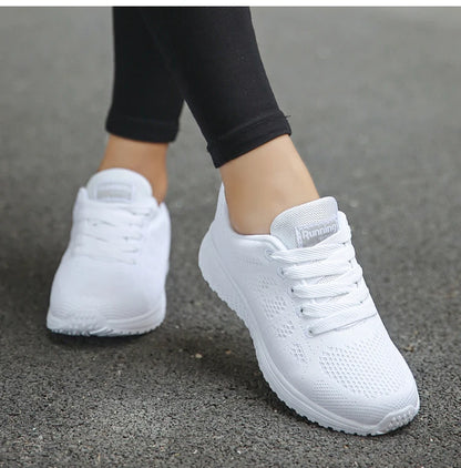 Women's Sneakers 2025 New Fashion Breathable Trainers, Comfortable Sneakers Mesh Fabric Lace-Up, Women's Tennis Shoes