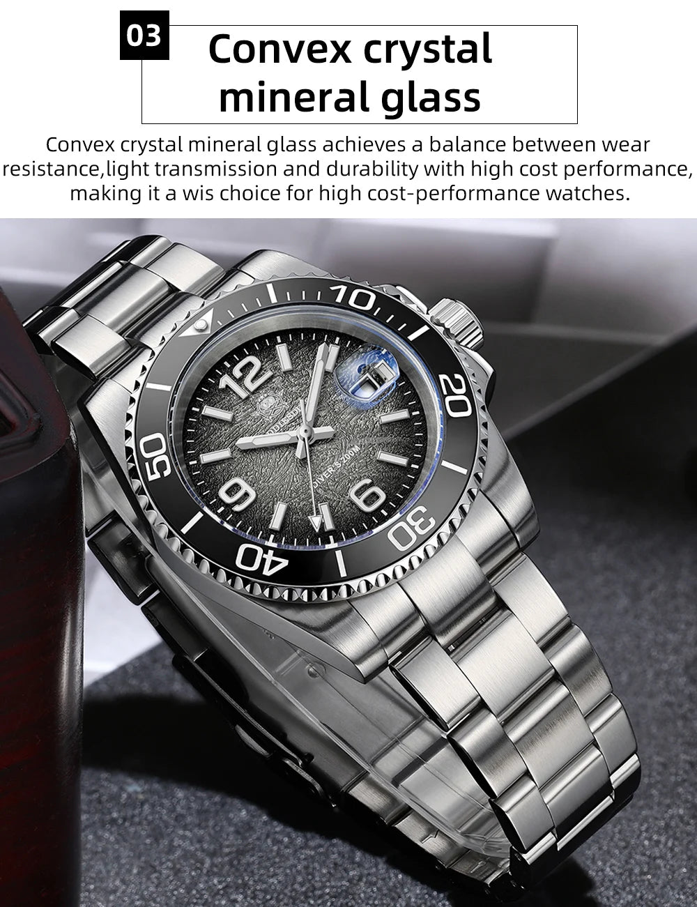 ADDIESDIVE 48mm Diver Watch Fashion Gradient Color Rotatable Bezel Quartz Watches Luminous 200m Waterproof Stainless Men's Watch
