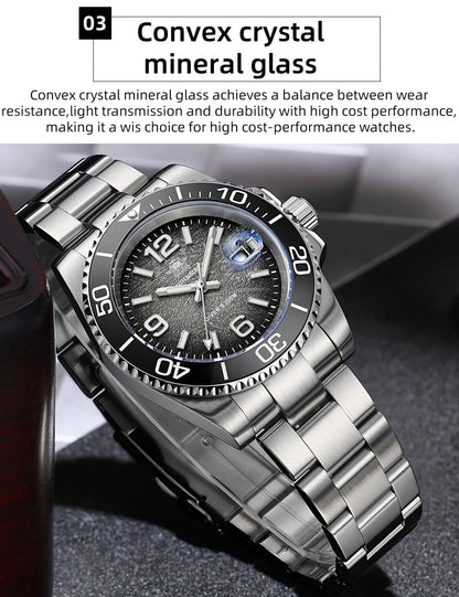 ADDIESDIVE 48mm Diver Watch Fashion Gradient Color Rotatable Bezel Quartz Watches Luminous 200m Waterproof Stainless Men's Watch