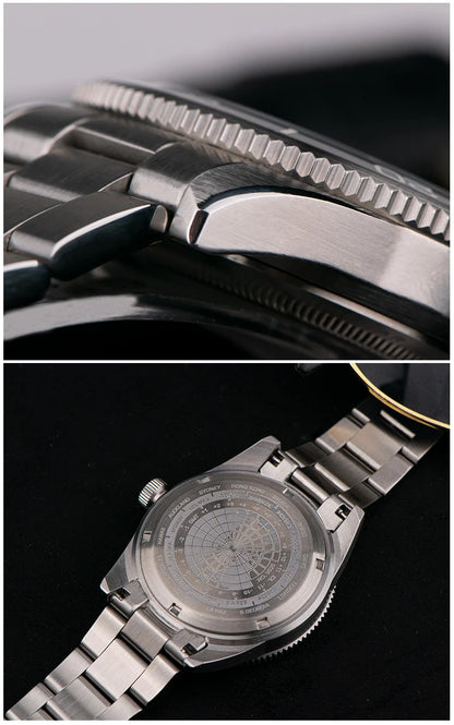 WSD9025 New Men's Automatic Watch Quartz Swiss Movement BGW9 Luminous Bezel 4-Pin GMT 150 Meters Waterproof Diving