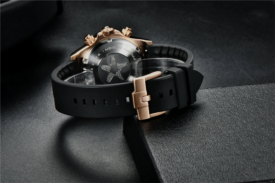 PAGANI DESIGN V2 40MM Meteorite Dial Men Quartz Watches Sapphire Retro Chronograph Waterproof Watch For Men