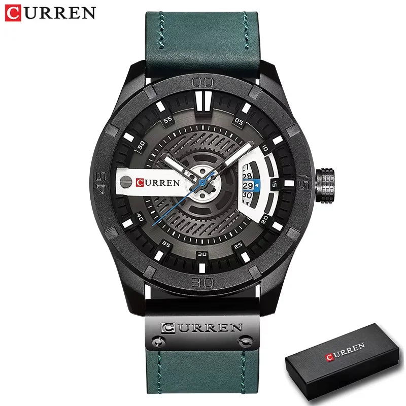 Luxe horlogemerk CURREN: militaire sporthorloges voor heren, quartzhorloge met datum, casual leren polshorloge voor heren, Relogio Masculino